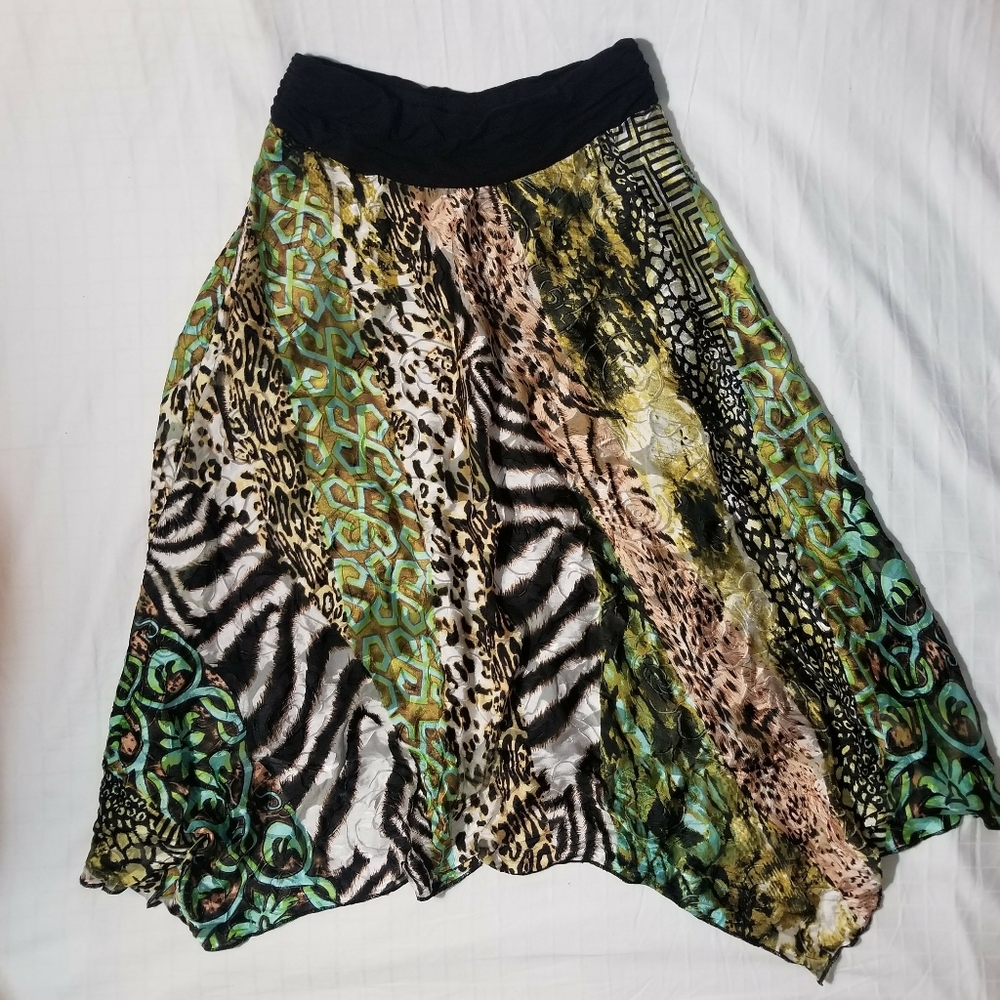 Boston Proper Animal Print Asymmetrical Skirt XS